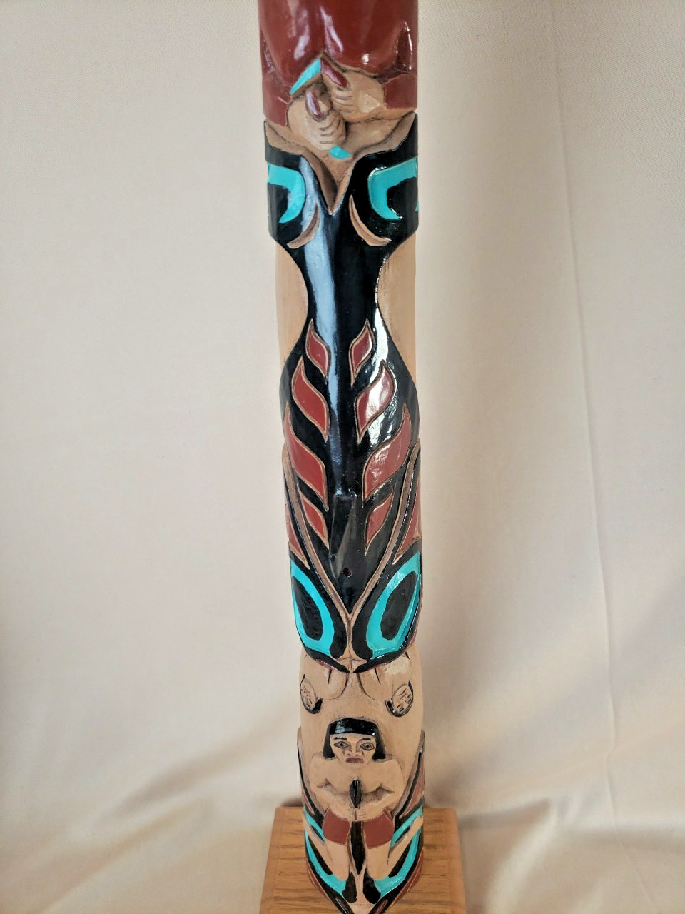 VINTAGE 24 1/2" TLINGIT NW COAST INDIAN WOOD MULTIPLE FIGURES TOTEM POLE MODEL