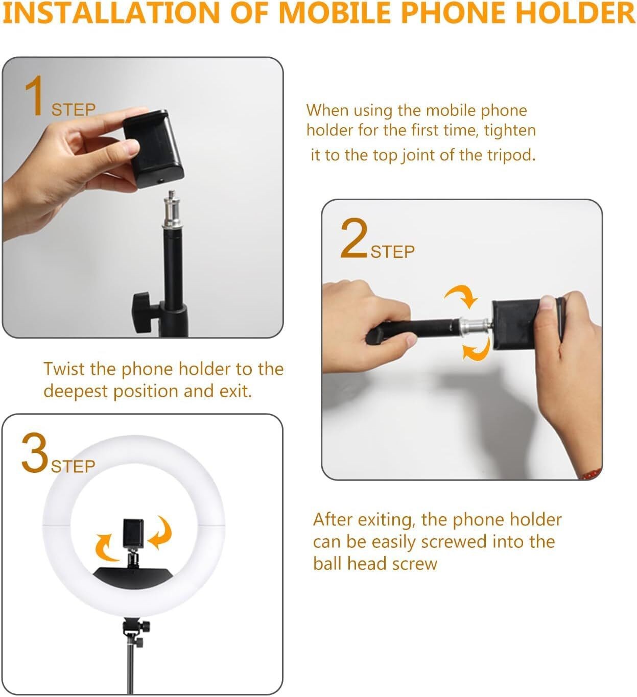 18" LED SMD Ring Light Kit with Stand Dimmable 6600K for Makeup Phone Camera