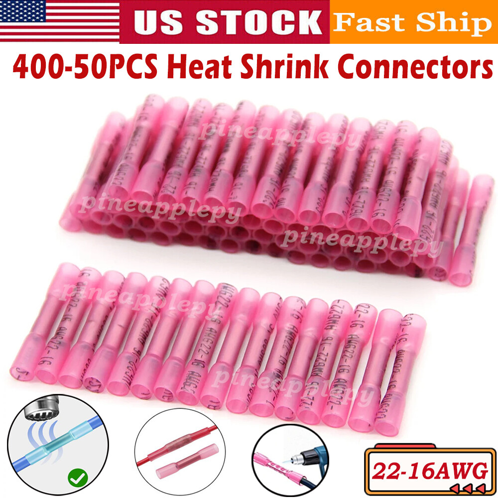 500X Heat Shrink Butt Splice Wire Connector Insulated Waterproof Crimp Terminals