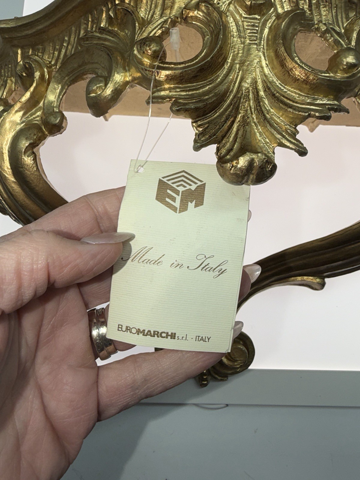 Vintage Euromarchi Italy Hollywood Regency Shelves Resin Gold Finish Wall Hang 2