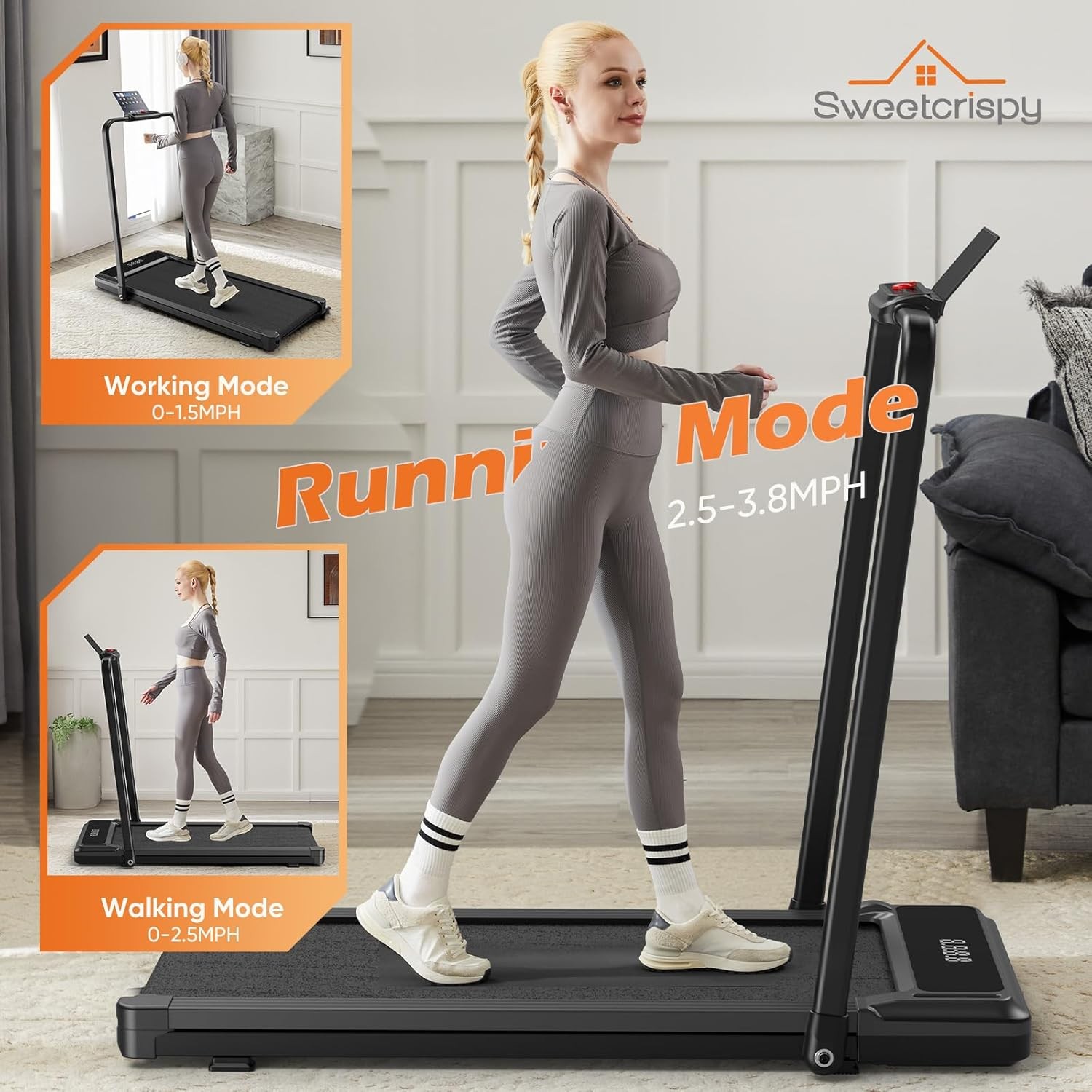 Compact Treadmill Quiet Under-Desk Walking Pad Slim & Portable Design for Home