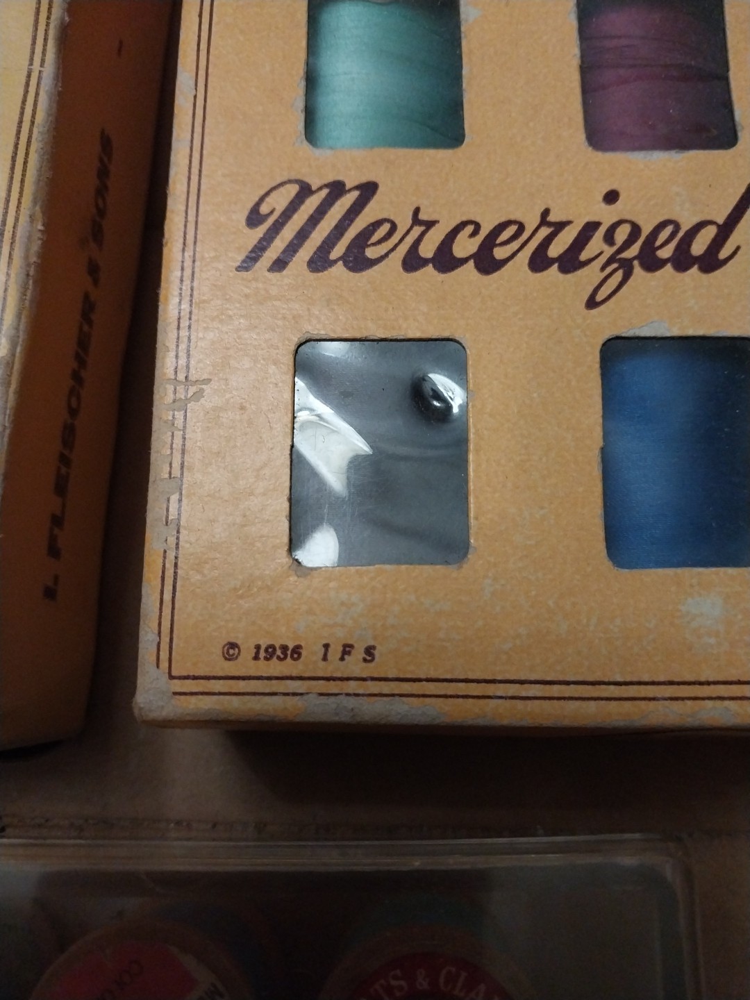 Vintage Fleischers Controlled Mercerized Thread New And Used Box Dated 1936