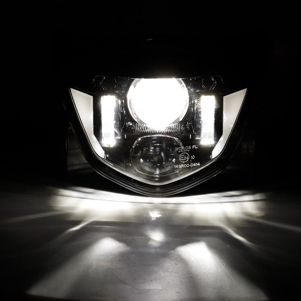 LED Headlight High Low Beam DRL Black Bezel For YAMAHA WR250F WR450F 2007-2024