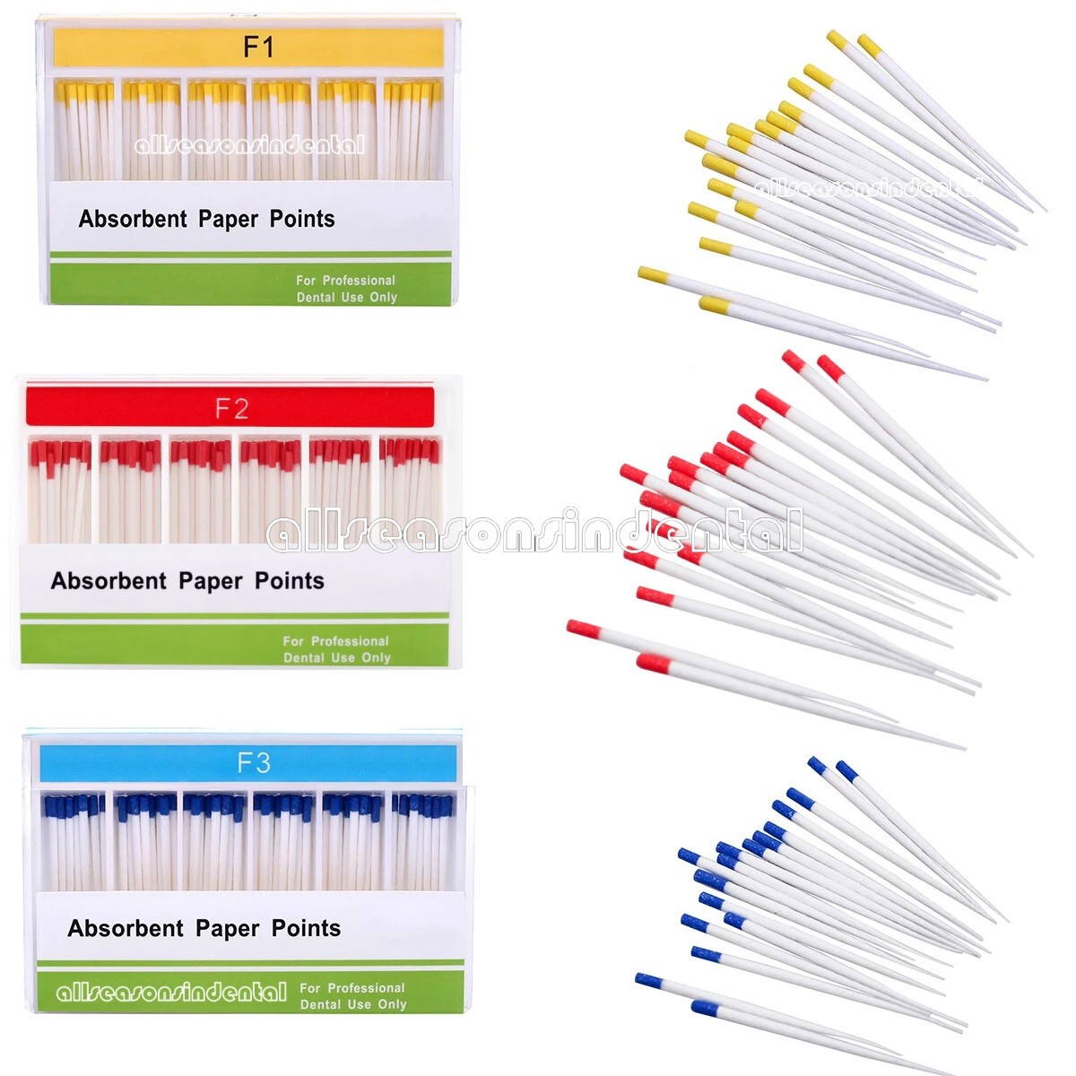 1-100 Dental Endo Root Canal Absorbent Paper Points Taper Obturating Point F1-F3