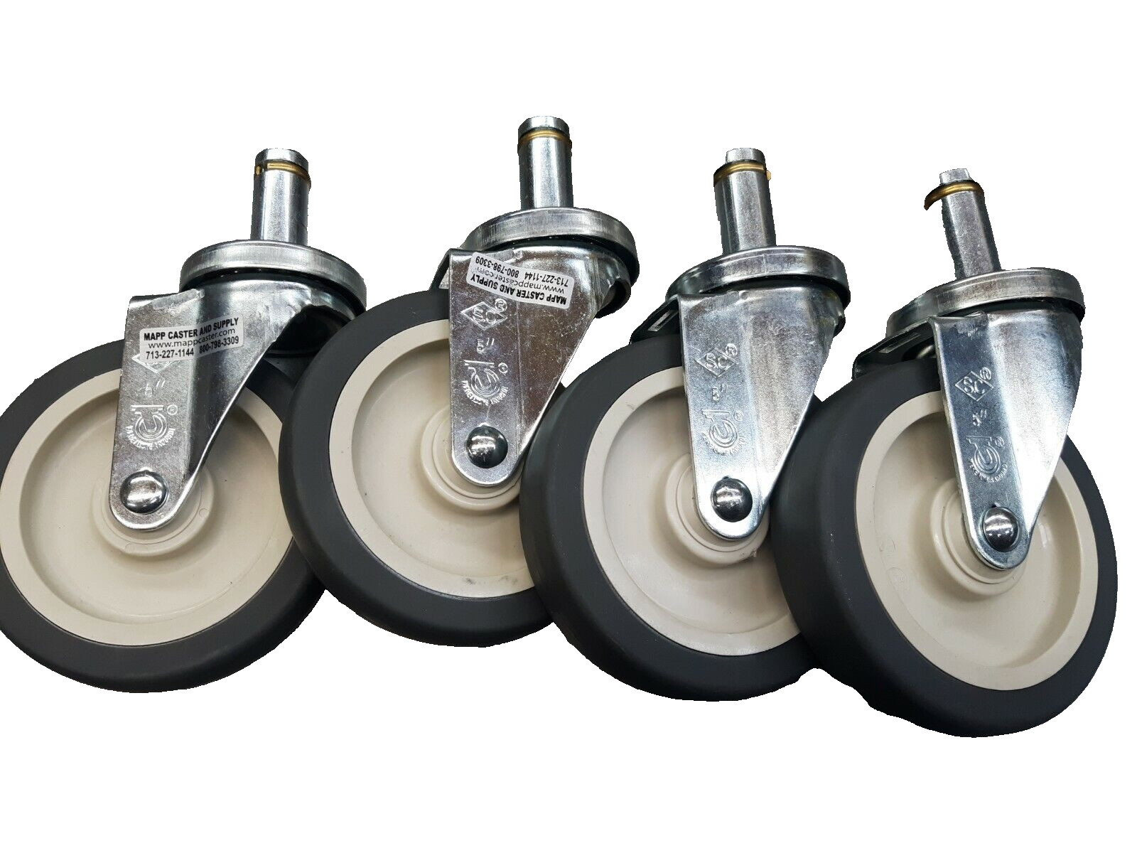 Set of 4 Metro Rack 5" Casters Without Brakes NSF