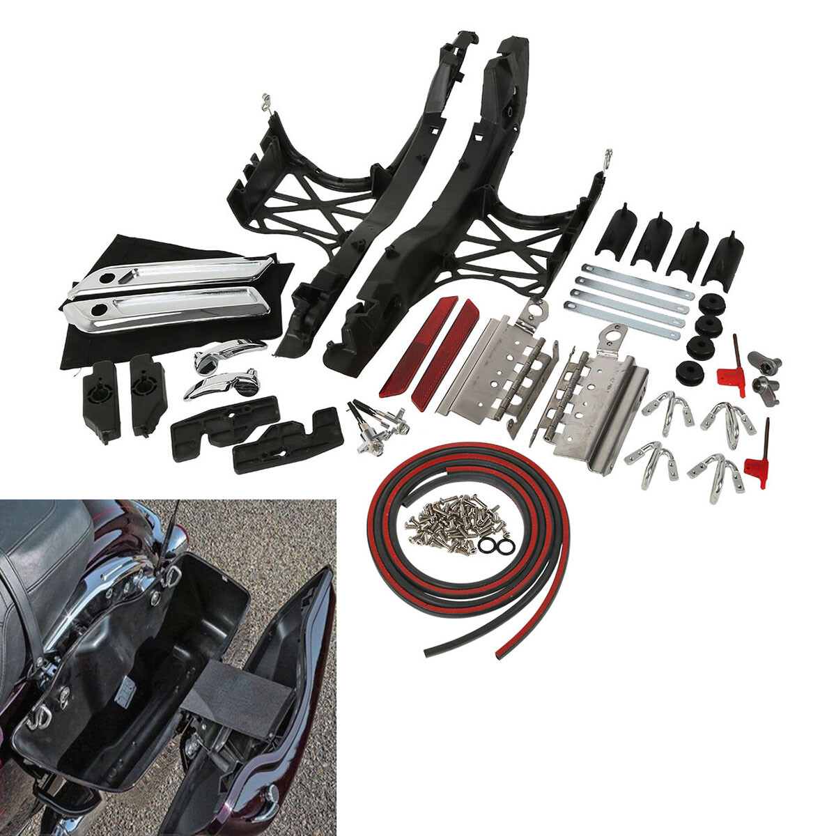 One Touch Saddlebag Latch Lids Hardware Covers For Harley Touring 2014-2024 2019