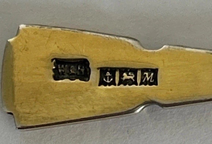 Vintage Walker & Hall Set Of 6 Silver Gilt And Enamel Coffee Spoons - England