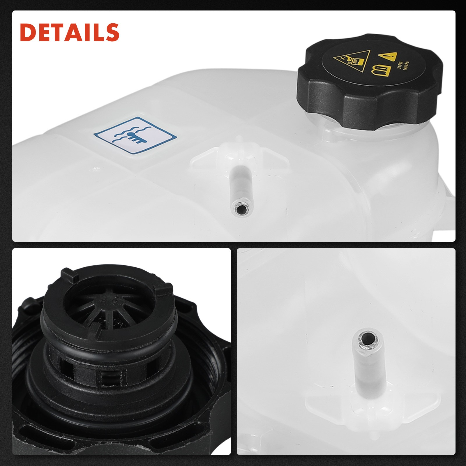 Front Engine Coolant Reservoir with Cap for Dodge Dart 2013-2016 1.4L 2.0L 2.4L