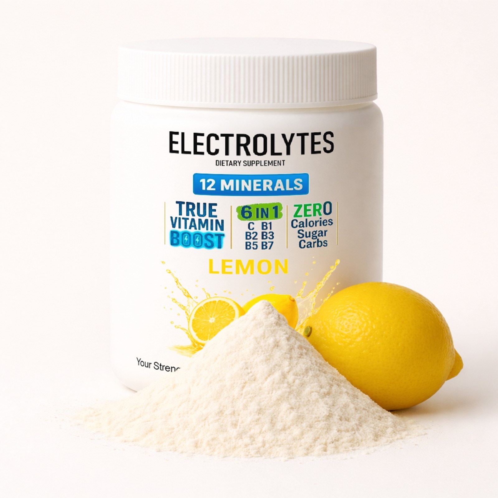 Electrolyte Complex Hydration Powder | 12 Minerals + 6 Vitamins | Lemon Flavor