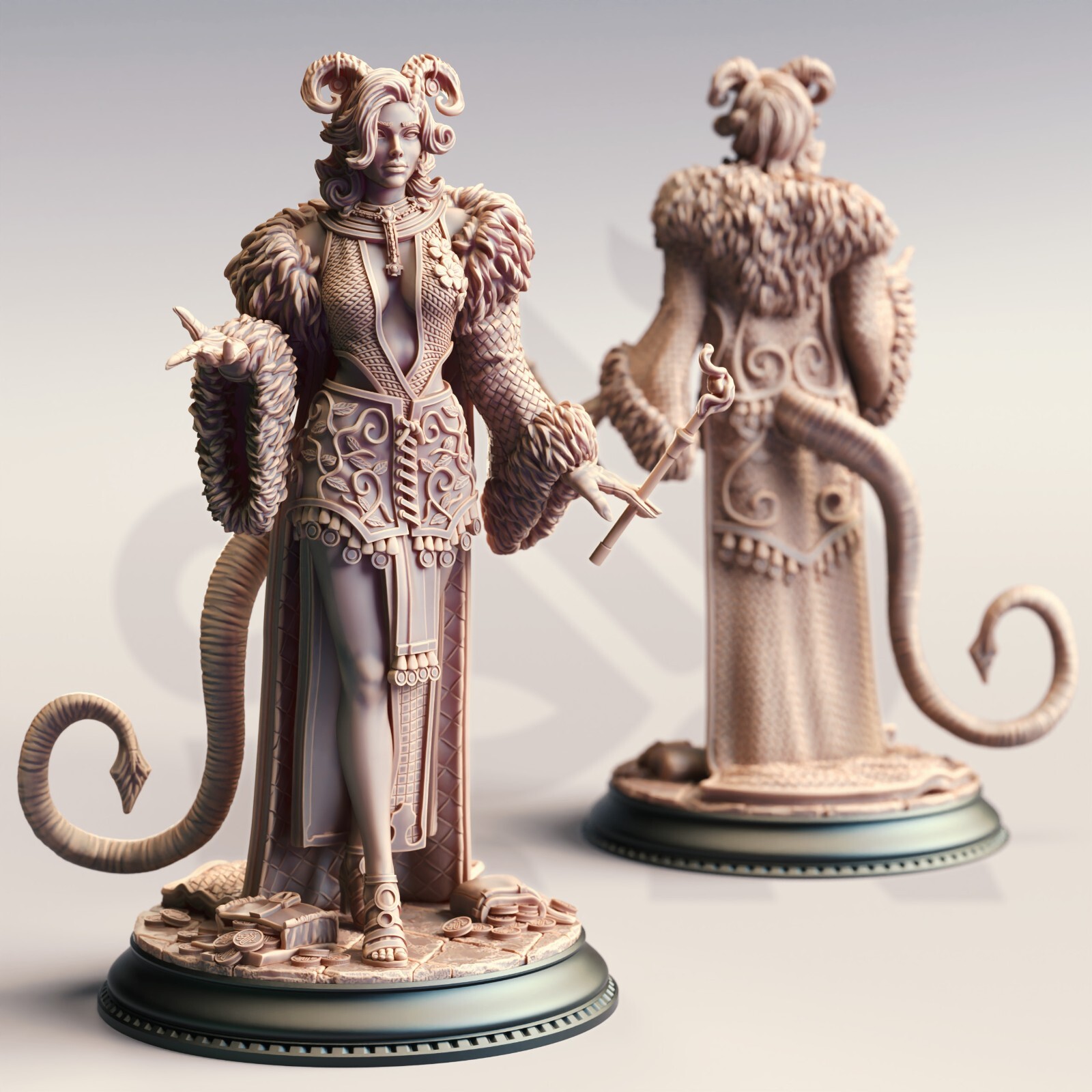 DM Stash Tiefling Female Sorceress Wizard Miniature for D&D RPG