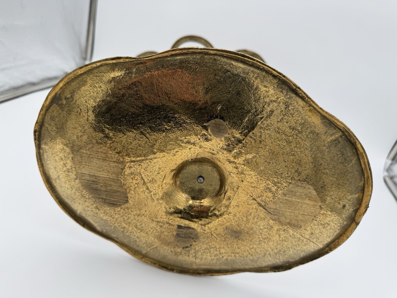 Mid Century Modern Umbrella & Cane Holder Cast Gold Tone Brass Slotted