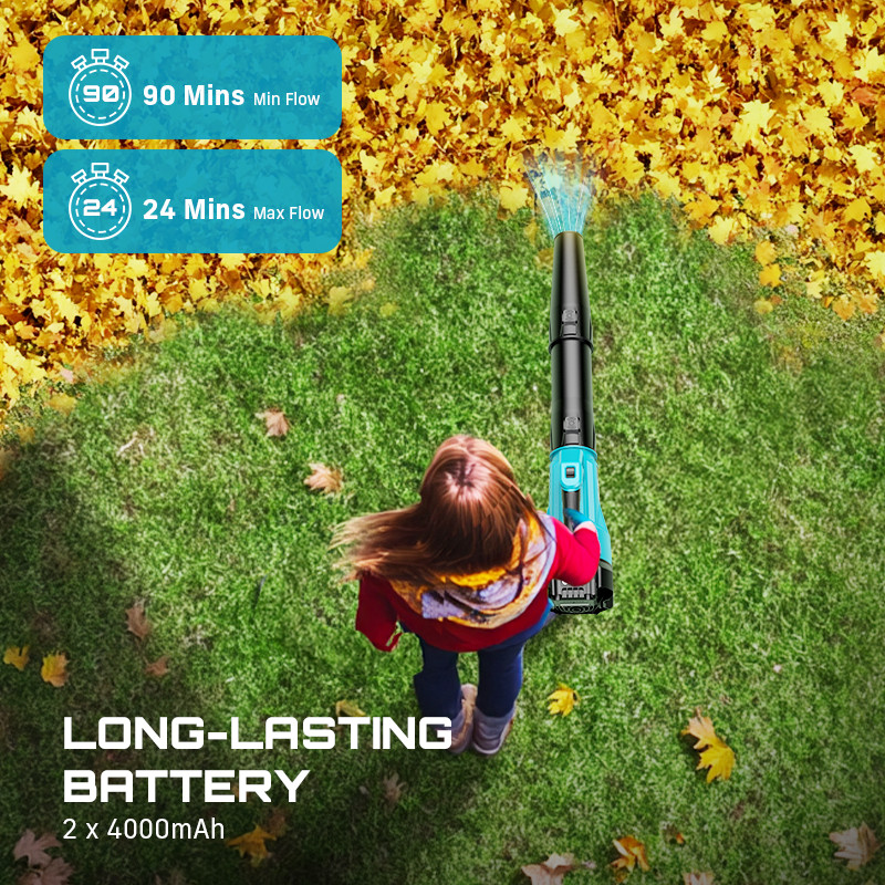 Seesii Leaf Blower Cordless 780 CFM Handheld Electric Leaf Blower 2 Battery 21V