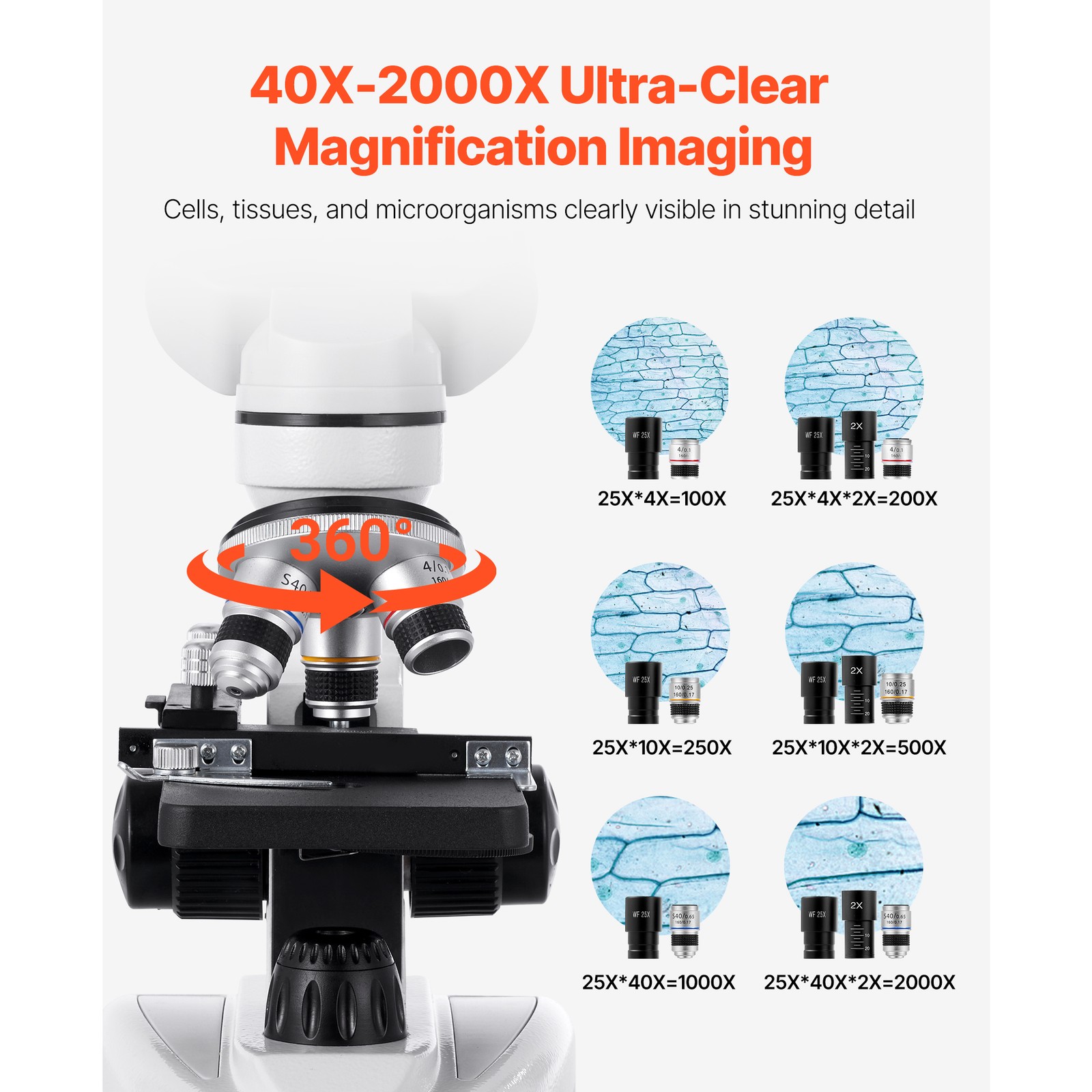 Uimoso Professional Binocular Compound Microscope Kit 40-2000X Magnification