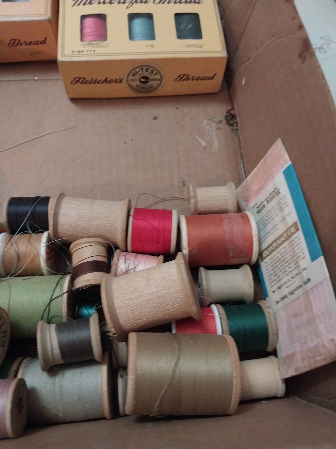 Vintage Fleischers Controlled Mercerized Thread New And Used Box Dated 1936