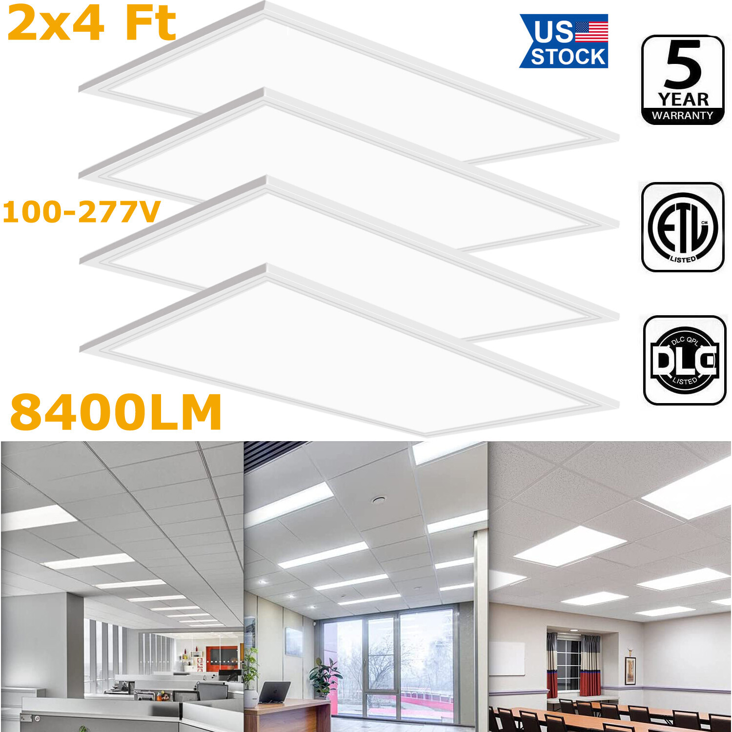 2x4 LED Flat Panel Light 75W Dimmable 2x4 Drop Ceiling Commercial Lights Fixture