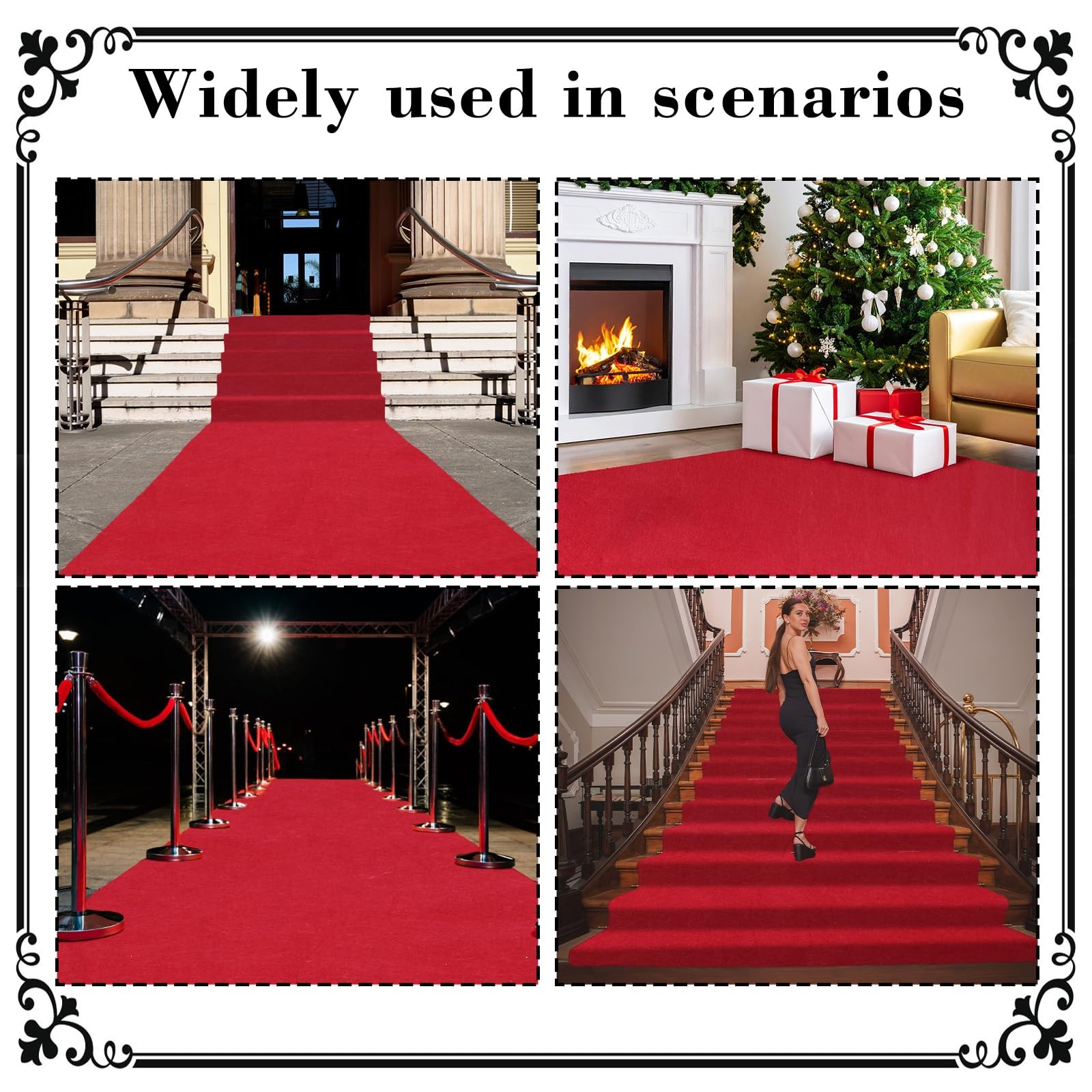 15 x 2.6ft Long Red Carpet Runner for Party Non Slip Red Aisle Runners 20 MM ...