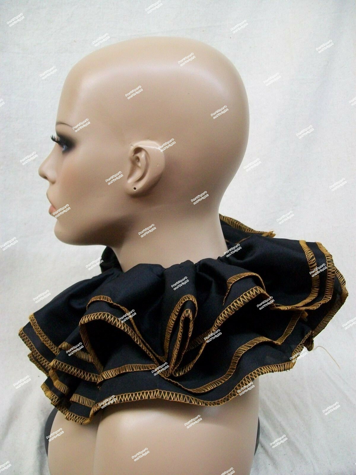 Black Orange Ruffle Clown Collar Gothic Jester Mime Renaissance Queen Victorian