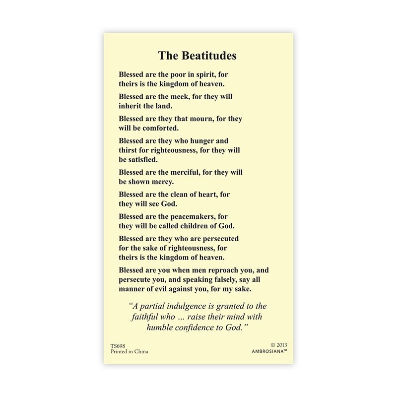 The Beatitudes Laminated Holy Prayer Card Catholic - Blessed Are the Poor