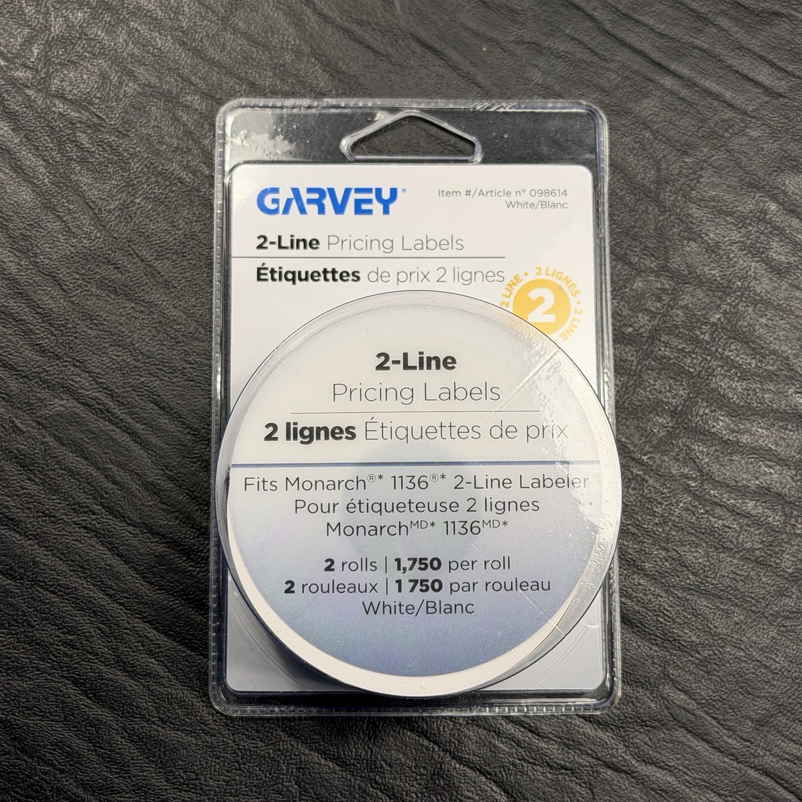 Garvey 2-Line Pricing Labels White 2 Rolls 1750 Labels per Roll 098614