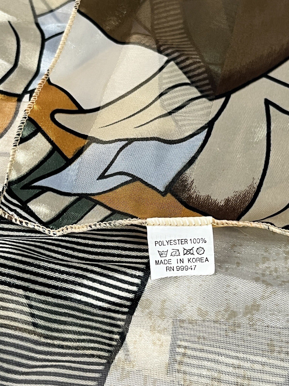 Scarf Abstract Picasso Style Art Face Silk Feel 60x13 Wrap