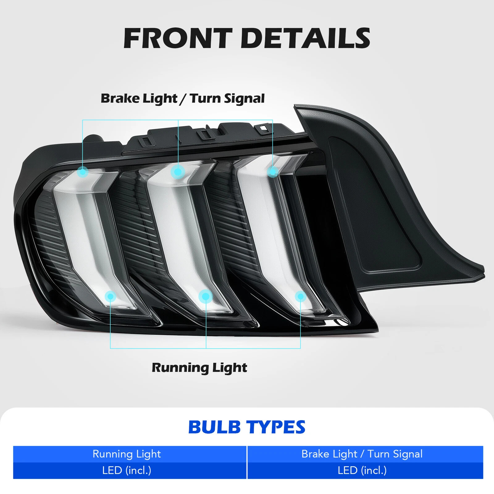 Set LED Tail lights For 2015-2022 Ford Mustang Euro Style w/ Sequential Signals