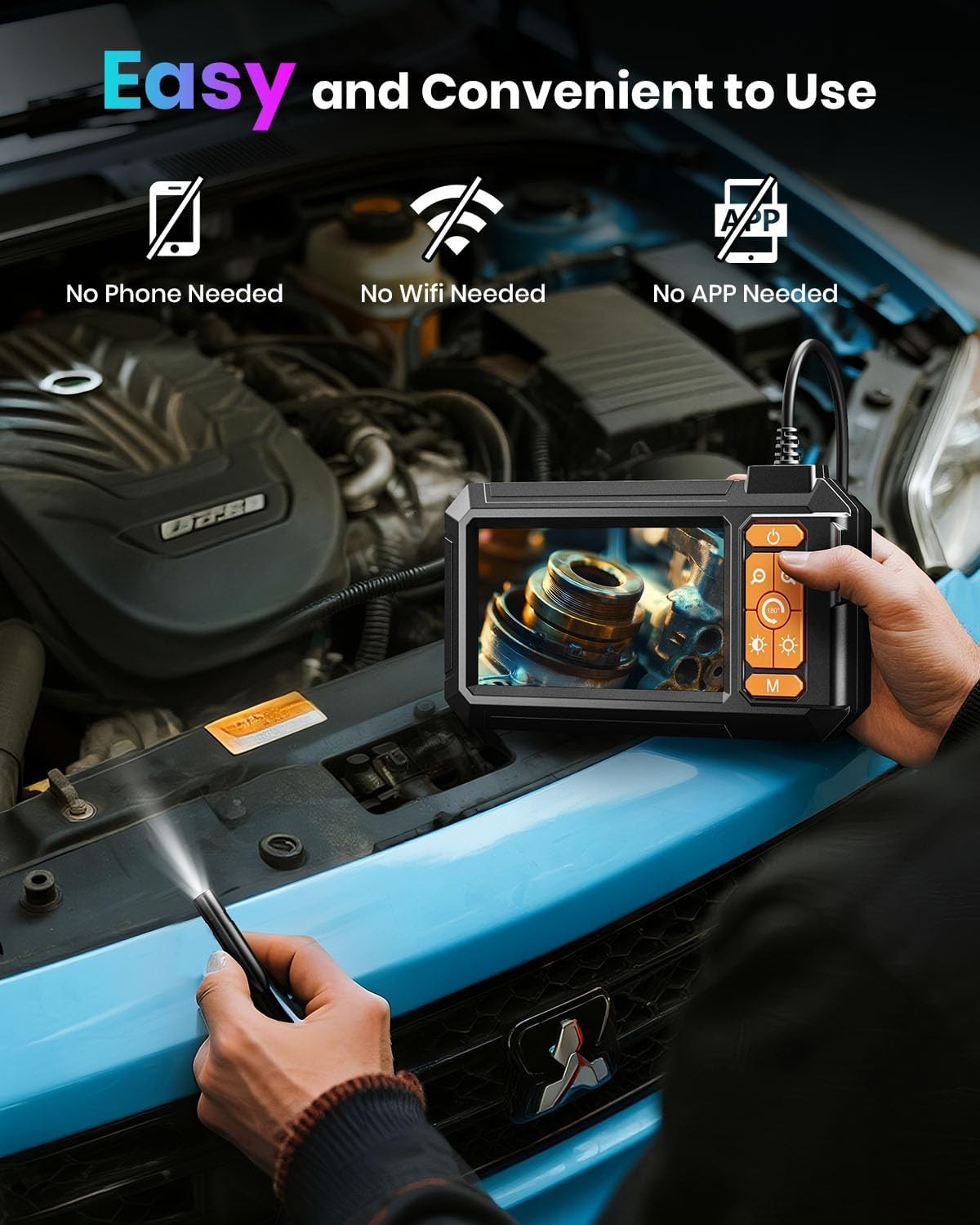 New Endoscope Camera with Light,Borescope Cameras with 4.3" IPS 1920P 16.5 FT