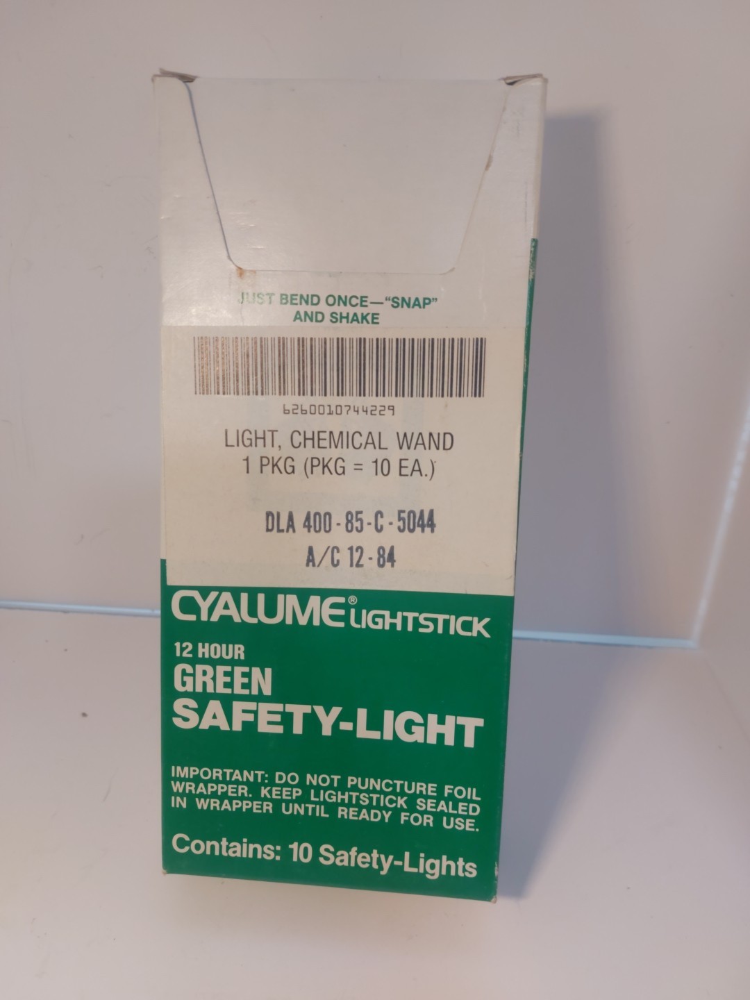 Cyalume Light Stick, New Old Stock Box Of 10, Untested