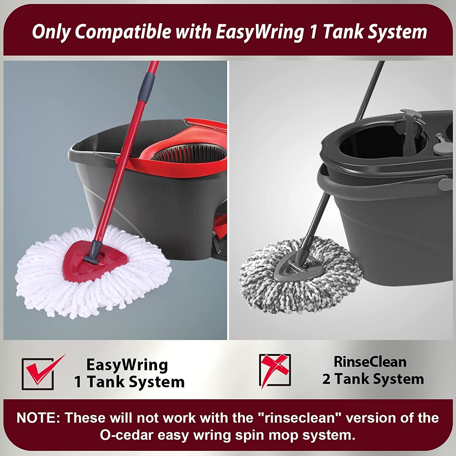 6 Pcs Replacement Microfiber Mop HEAD For O-Cedar Spin Mop Refills Easy Clean