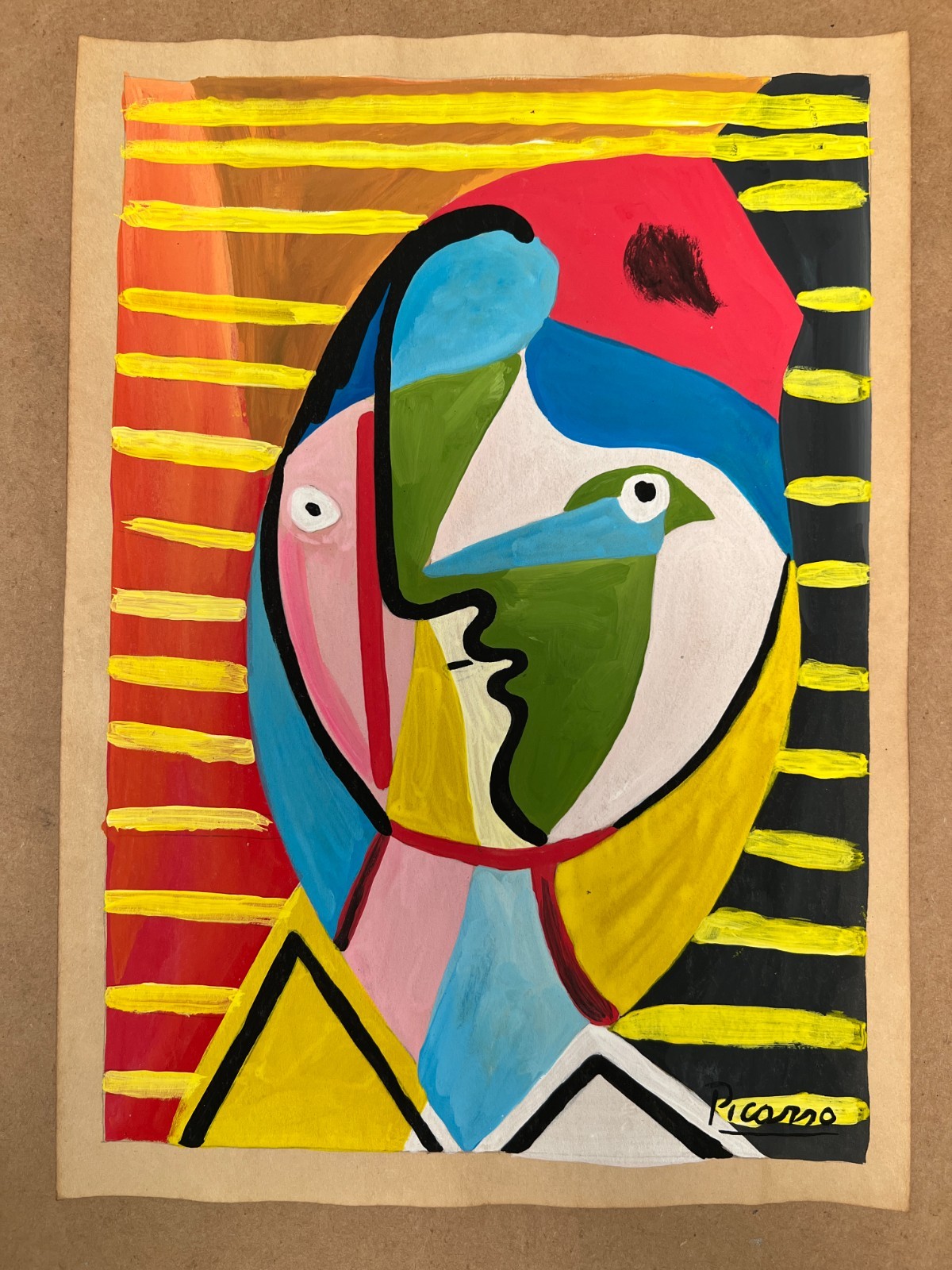 Pablo Picasso Drawing on paper (Handmade) signed and stamped mixed media.