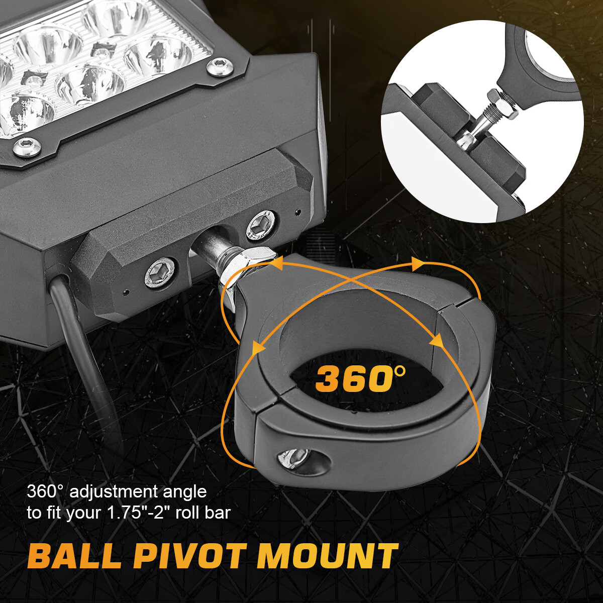 UTV Rear View Side Mirrors W/ LED Spot Lights For Honda Talon 1000R 1000X 2024