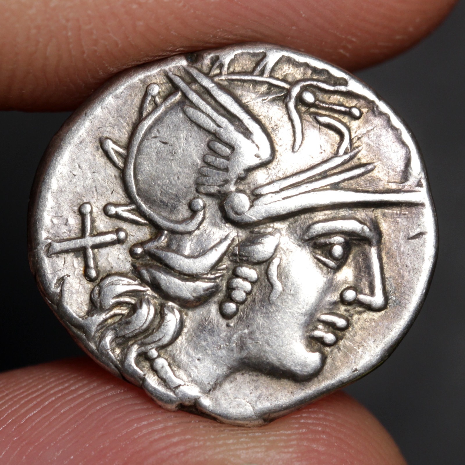 Roma Head Denarius 138BC Ancient Roman Republic Silver Coin Ch VF Paetus Gemini