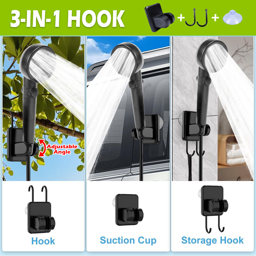 Portable Camping Shower 6000mAh Rechargeable Filter Pump Outdoor Hiking Travel