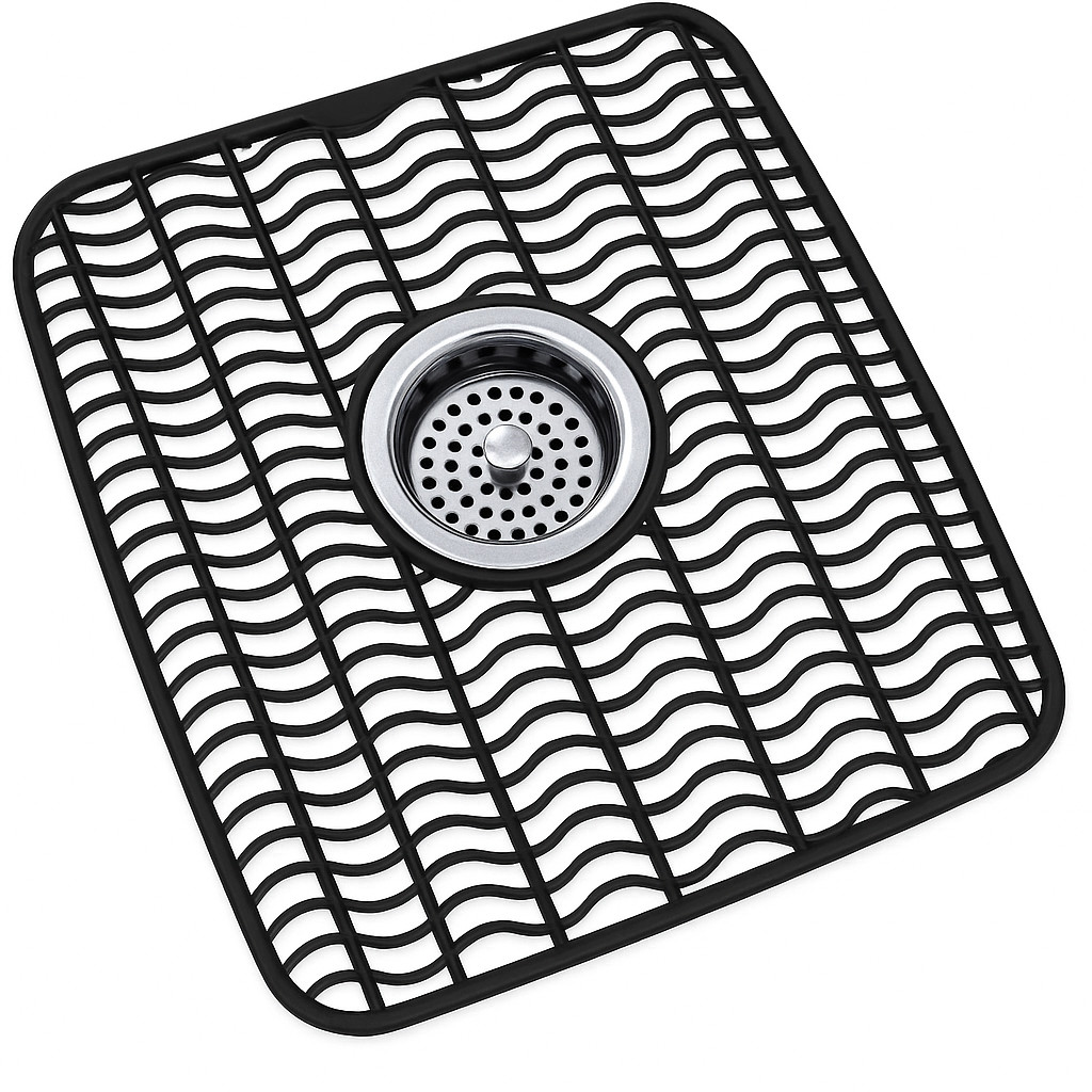 Sink Protector Mat 2 Pack Plastic with Center Drain Cutout Protect Sink 11 x 12"