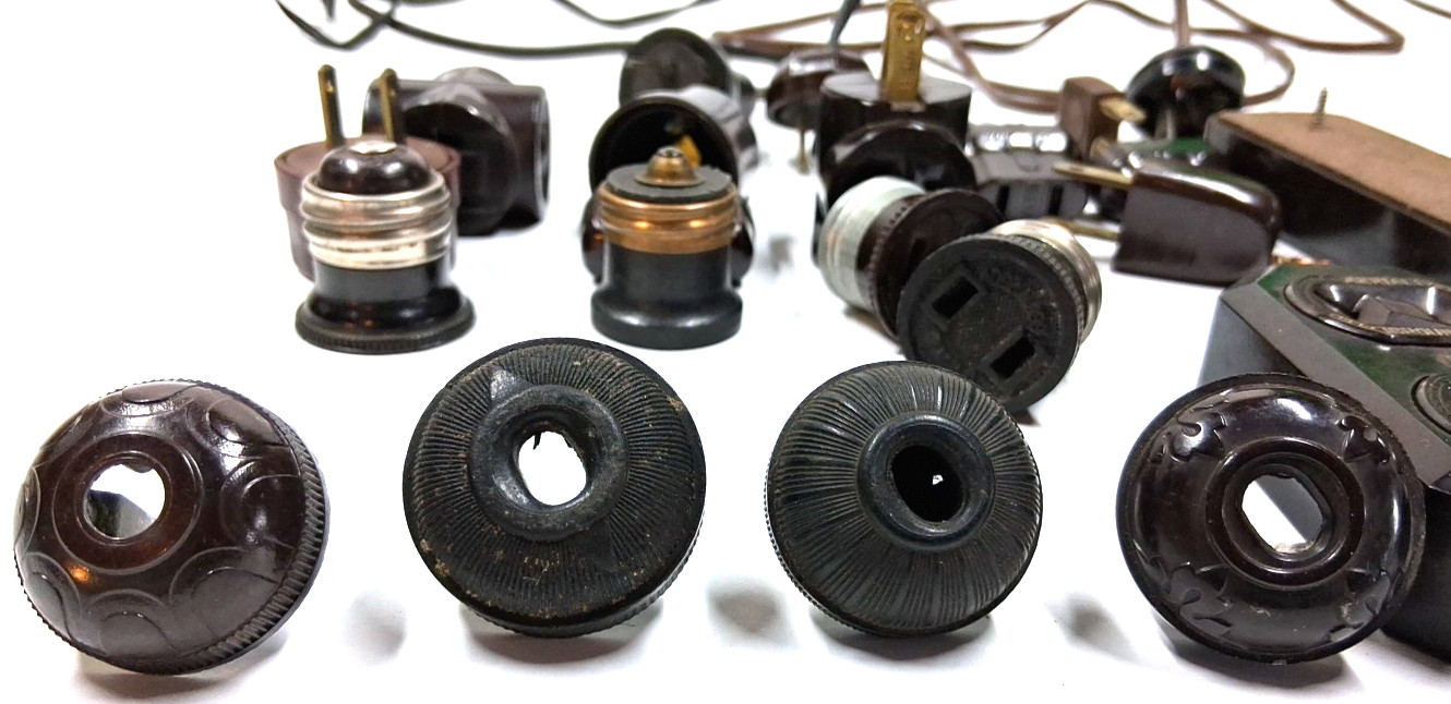 Vintage Lamp / Light Plugs other assorted electrical items lot of over 20