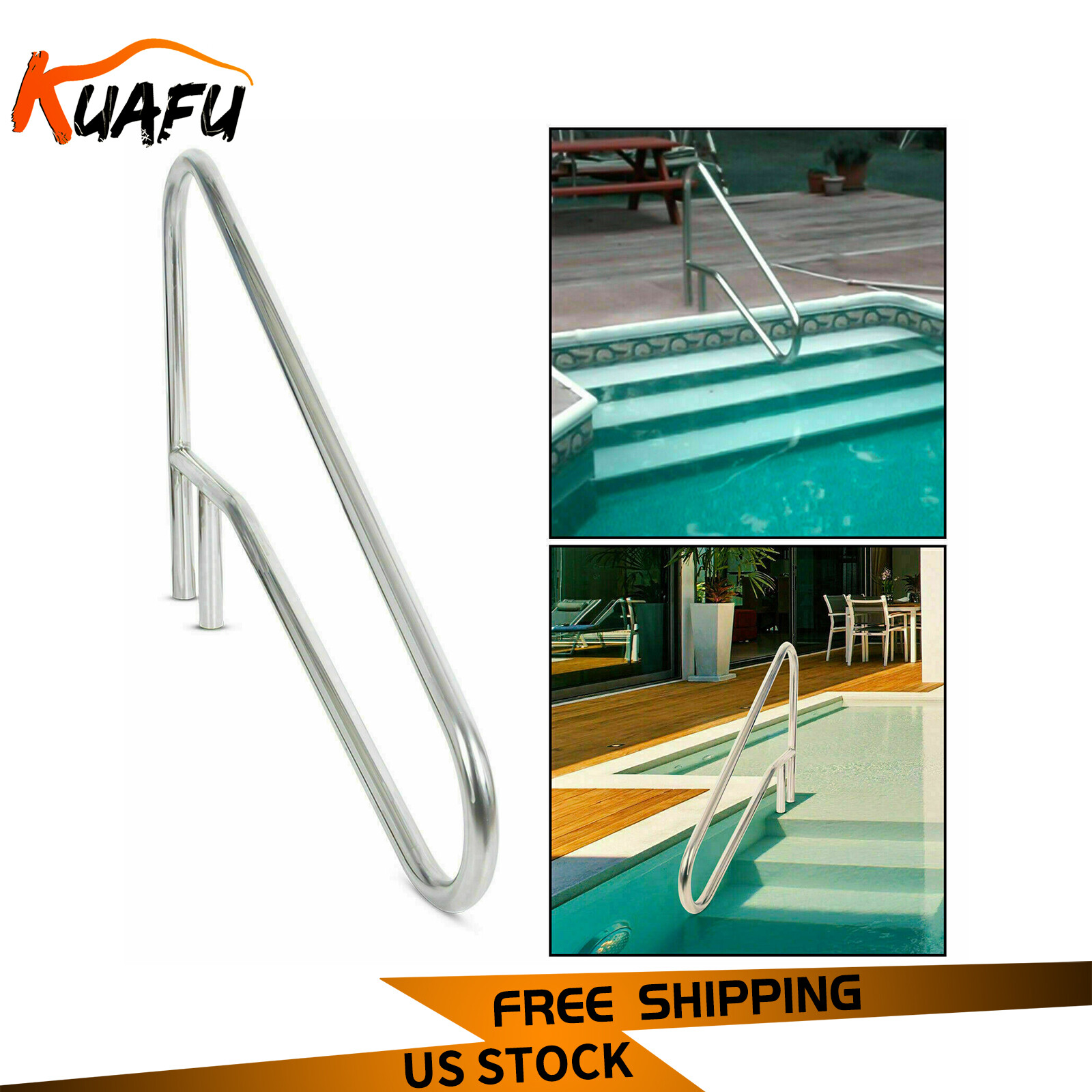 KUAFU Swimming Pool Hand Rail Ladder Handrail Stair Rail 304 Stainless Steel