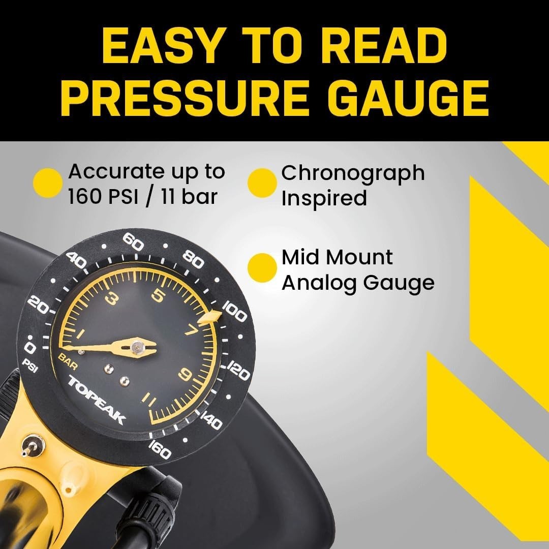 Topeak Joe Blow Sport III Bike Floor Pump Twin Head Tire Gauge 160 PSI TJB-S6
