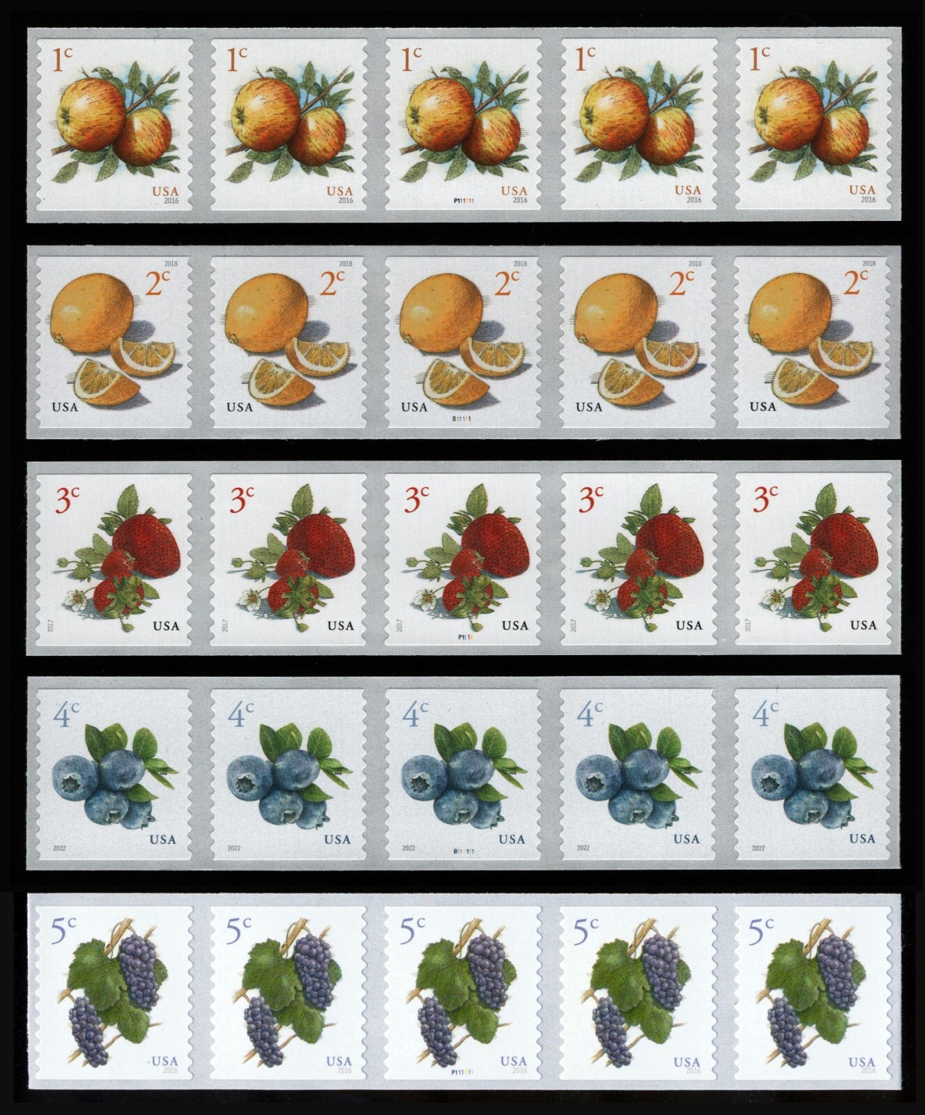 #5037, 5038, 5201, 5256, & 5653 1c-5c Fruit, PNCs Mint **ANY 5=FREE SHIPPING**