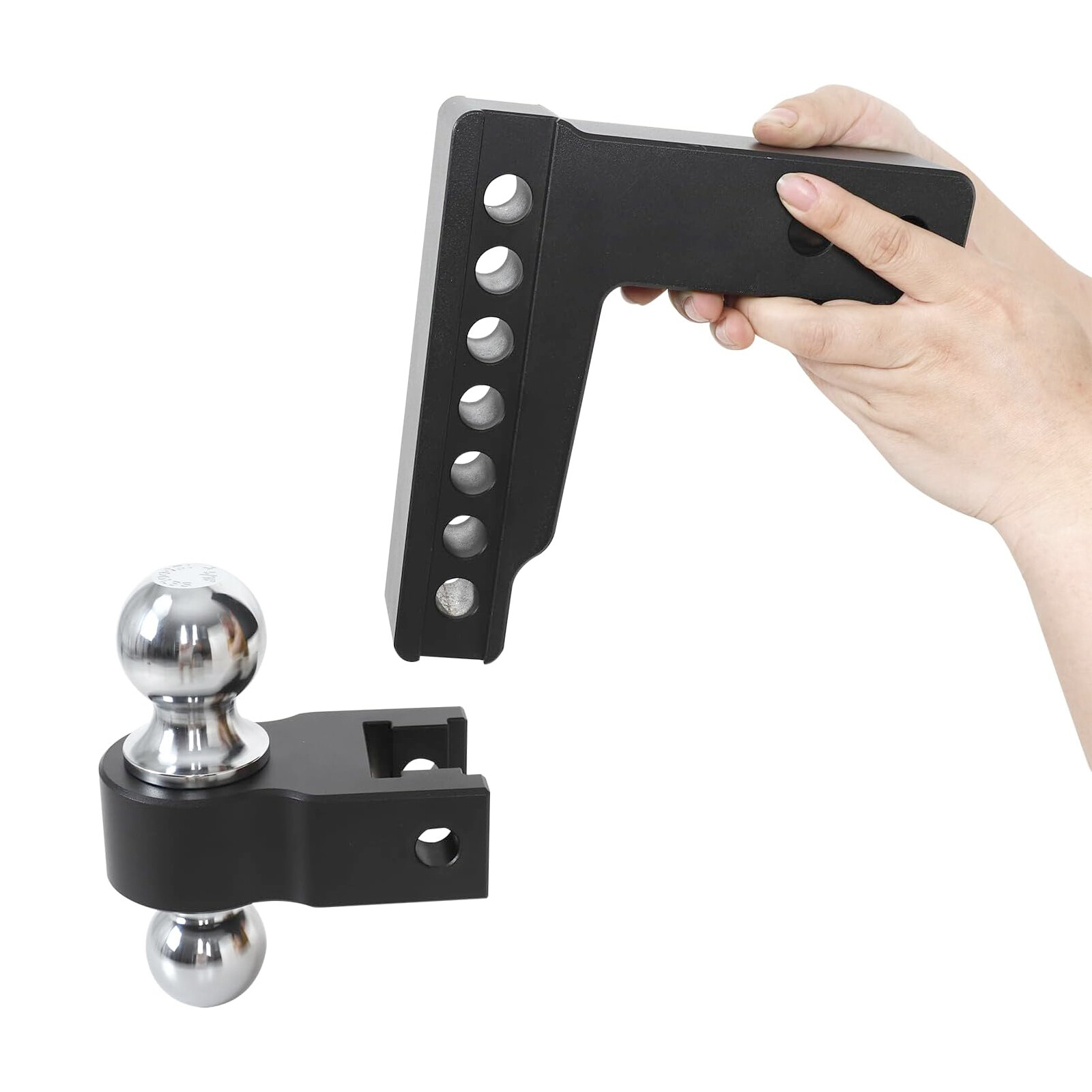 2" Receiver Trailer Hitch 6" Drop Tow Hitch Adjustable Dual Ball Mount 12500lb