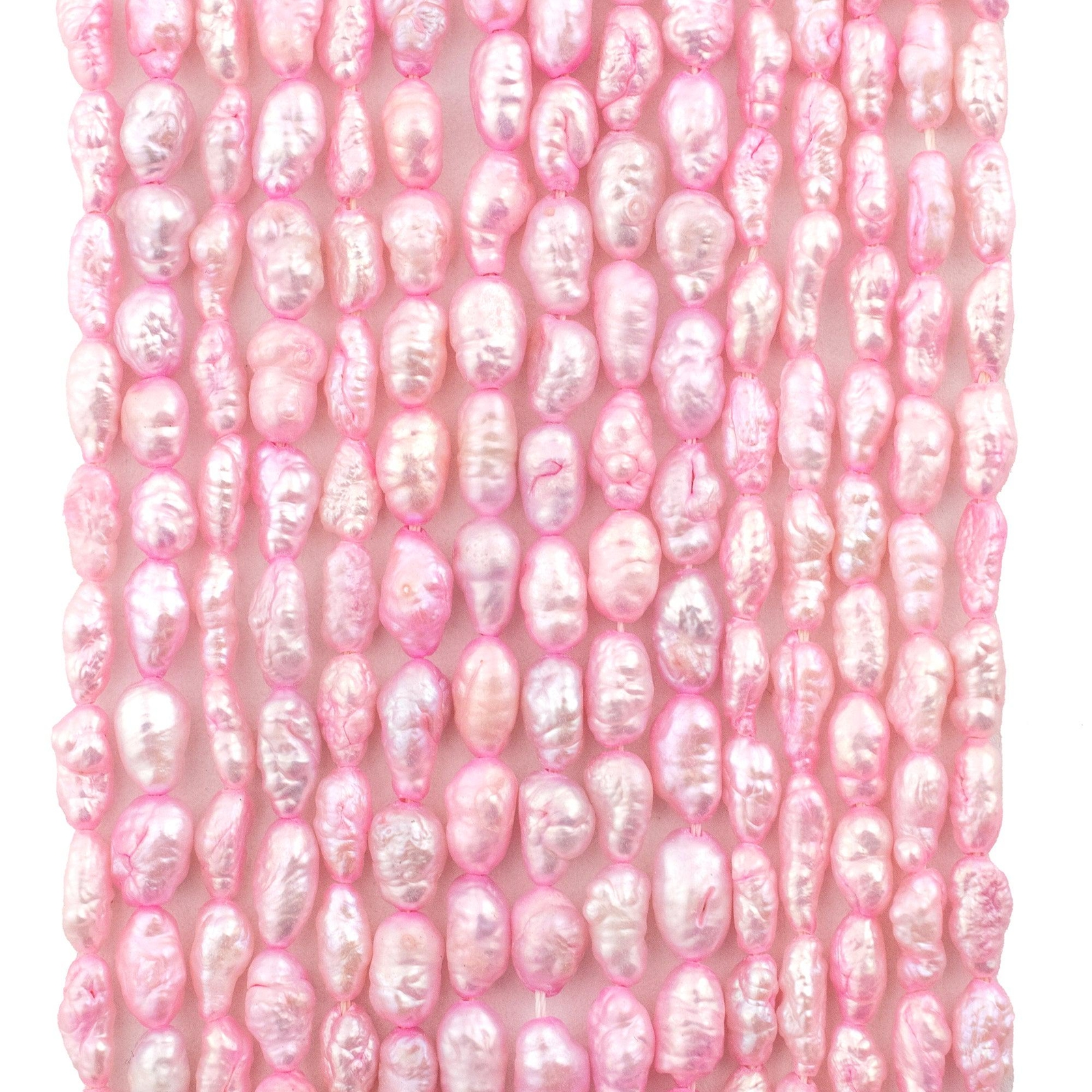 Bright Pink Vintage Japanese Rice Pearl Beads 4mm Oval 16 Inch Strand