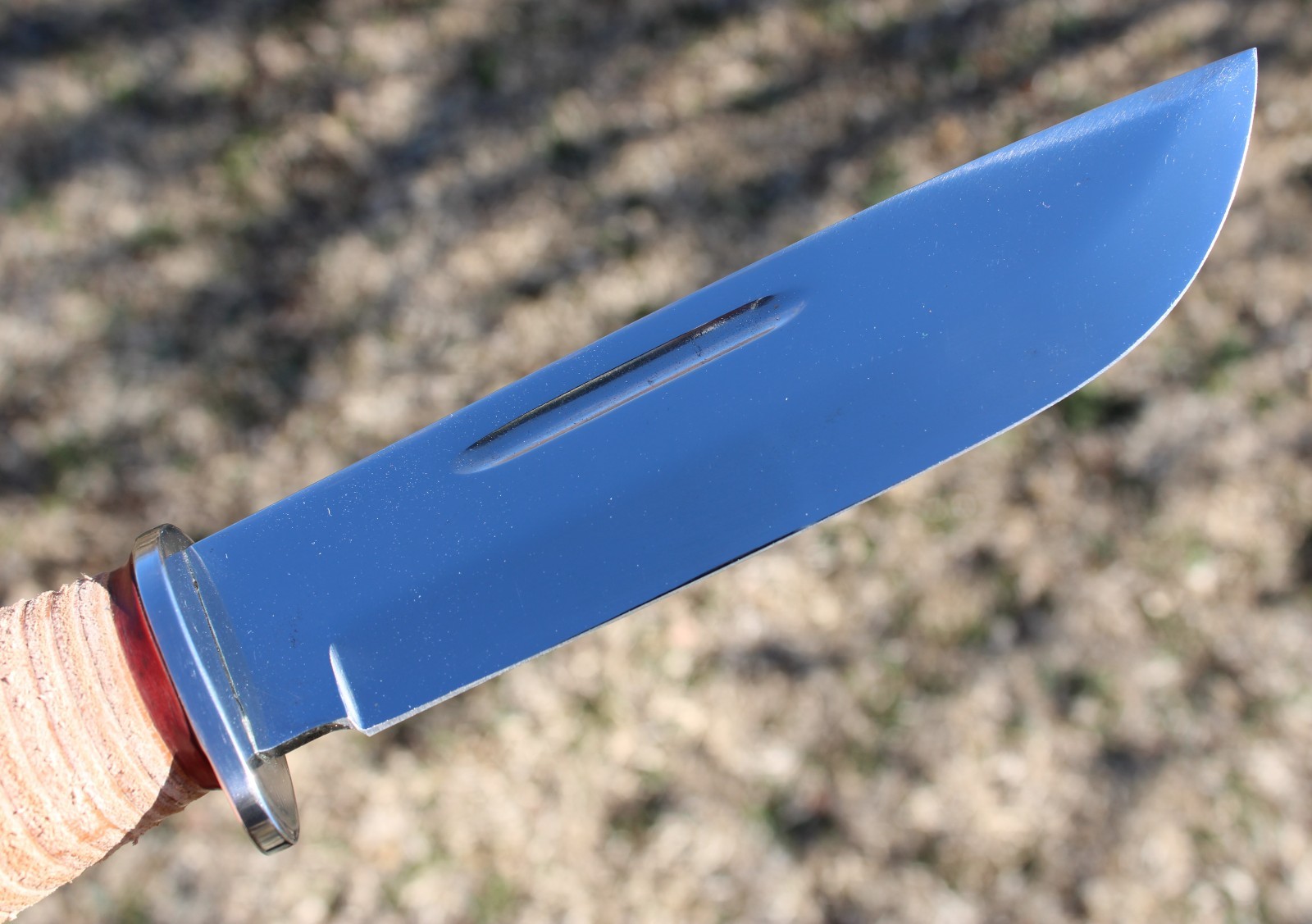 BGCK&T Custom Cattaraugus 225-Q Knife With New Leather Handle Sheath Full Blade