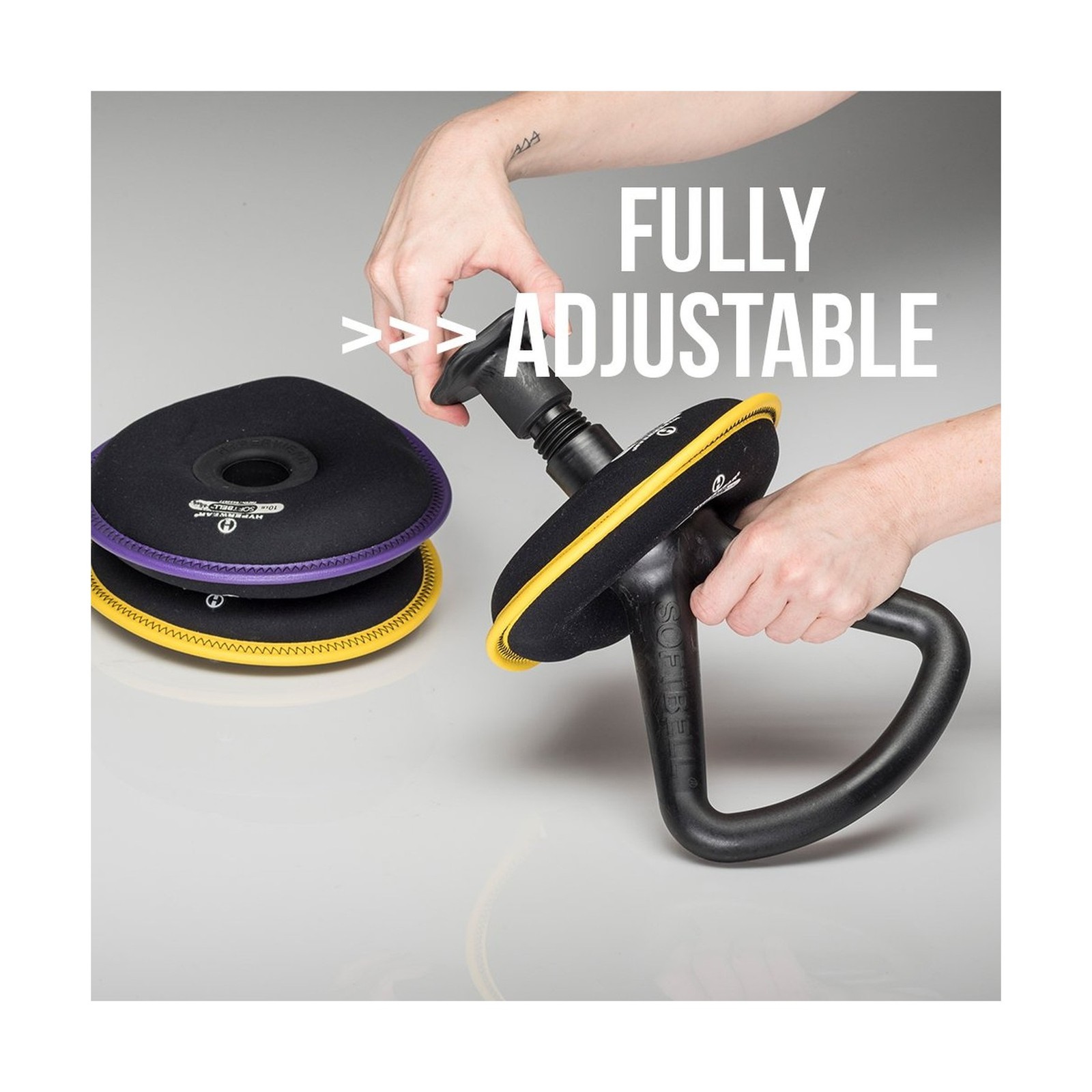 Hyperwear SoftBell Adjustable Kettlebell Set - Soft, Vinyl-Coated Weight Plat...