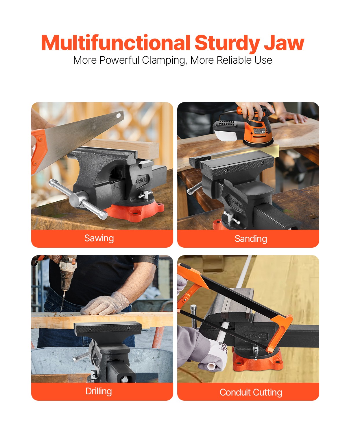 VEVOR 8" Bench Vise Multipurpose Heavy Duty Ductile Iron Swivel Locking Base