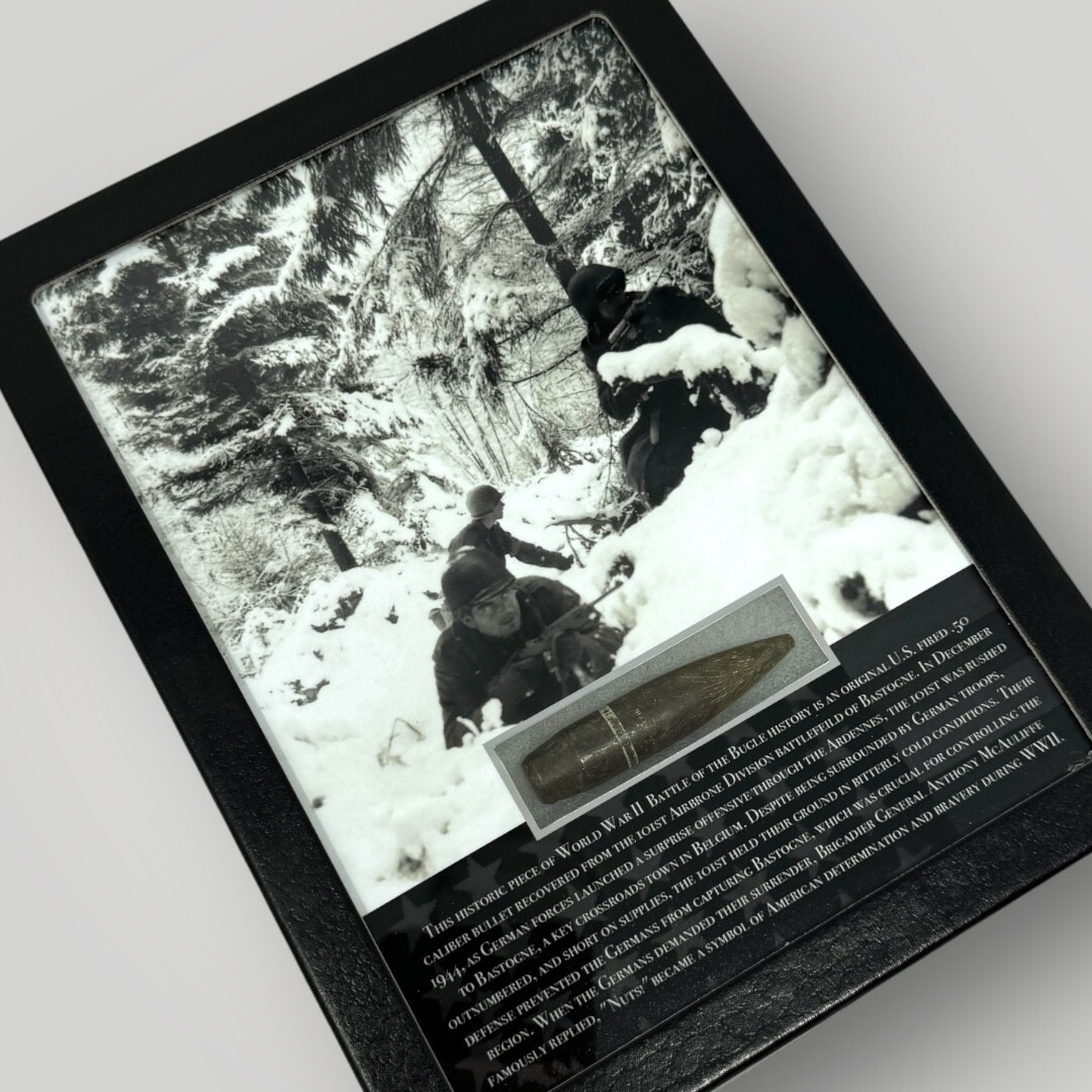 WWII Battle of the Bulge Bastogne Ardennes 1944-45 Military Gift Display COA