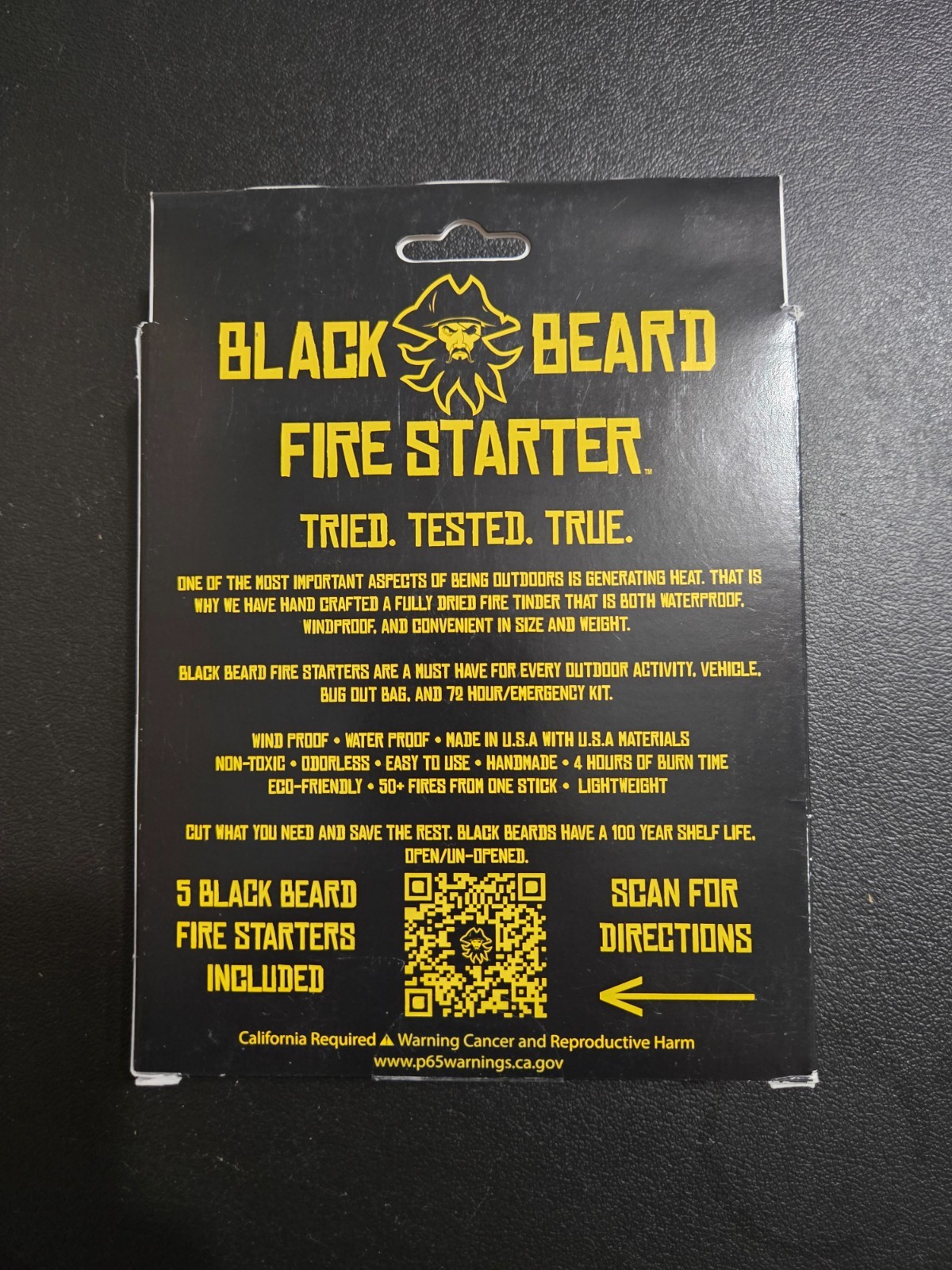 Black Beard Fire Starters 5PACK Fire Rope Black 5 Pack 50+ fires each