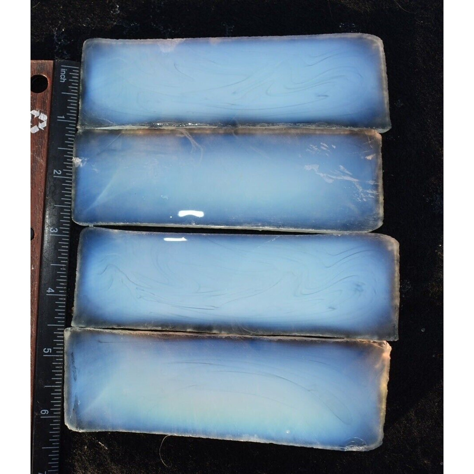 Opalite SLABS (4) Opal Glass Mosiac Flint Knapping Cabochon 5.3" x 1.62" x .25"