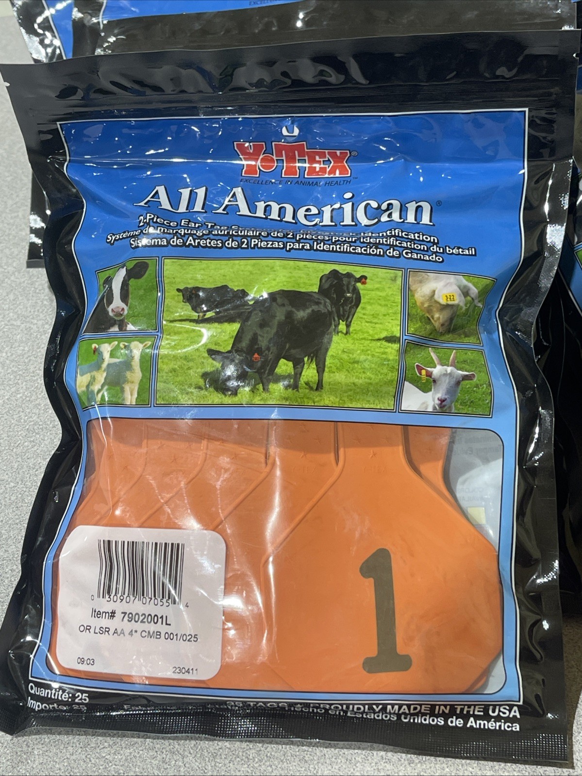 Y-Tex 4 Star Large Cattle Tags 25 Pack, 2 Piece Ear Tag System, Orange, 1-25