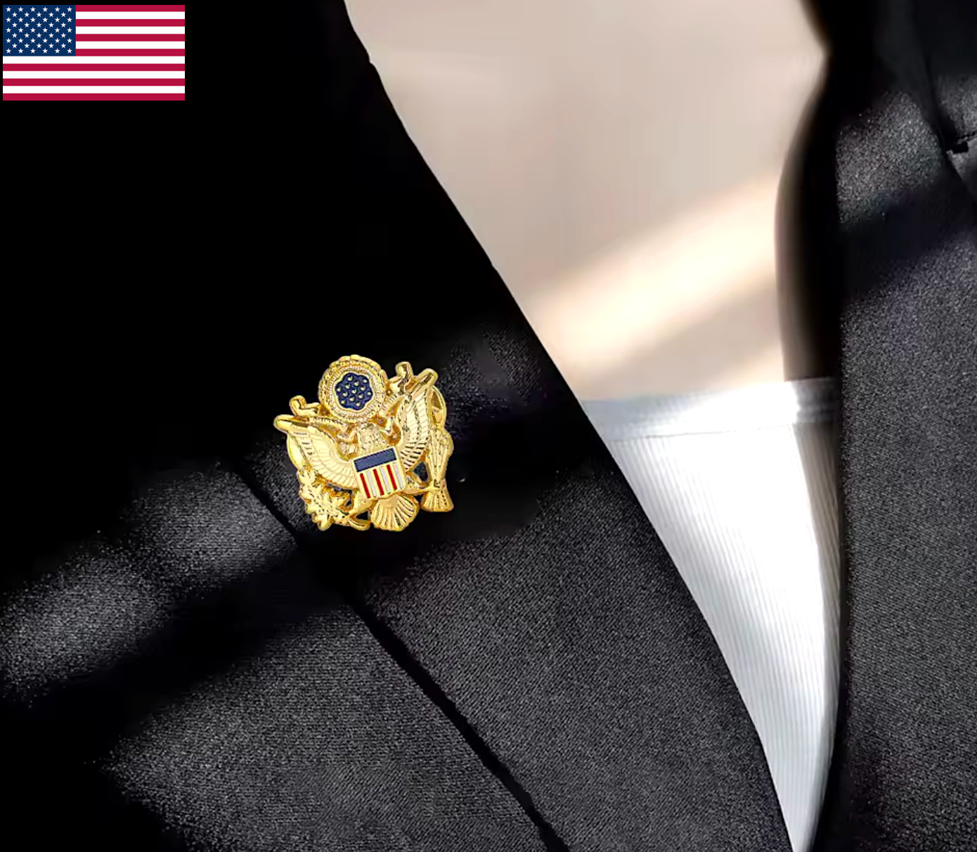 USA Coat of Arms Lapel Pin American Eagle Gold Brooch