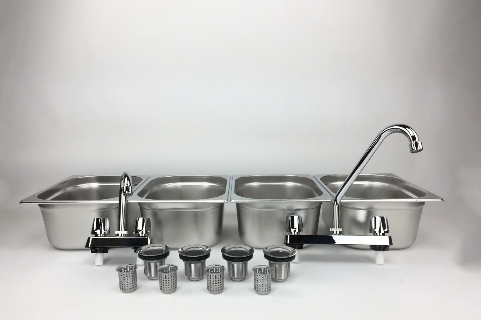 Large Concession Sink 4 Compartment Portable Food Truck Trailer w/Faucets