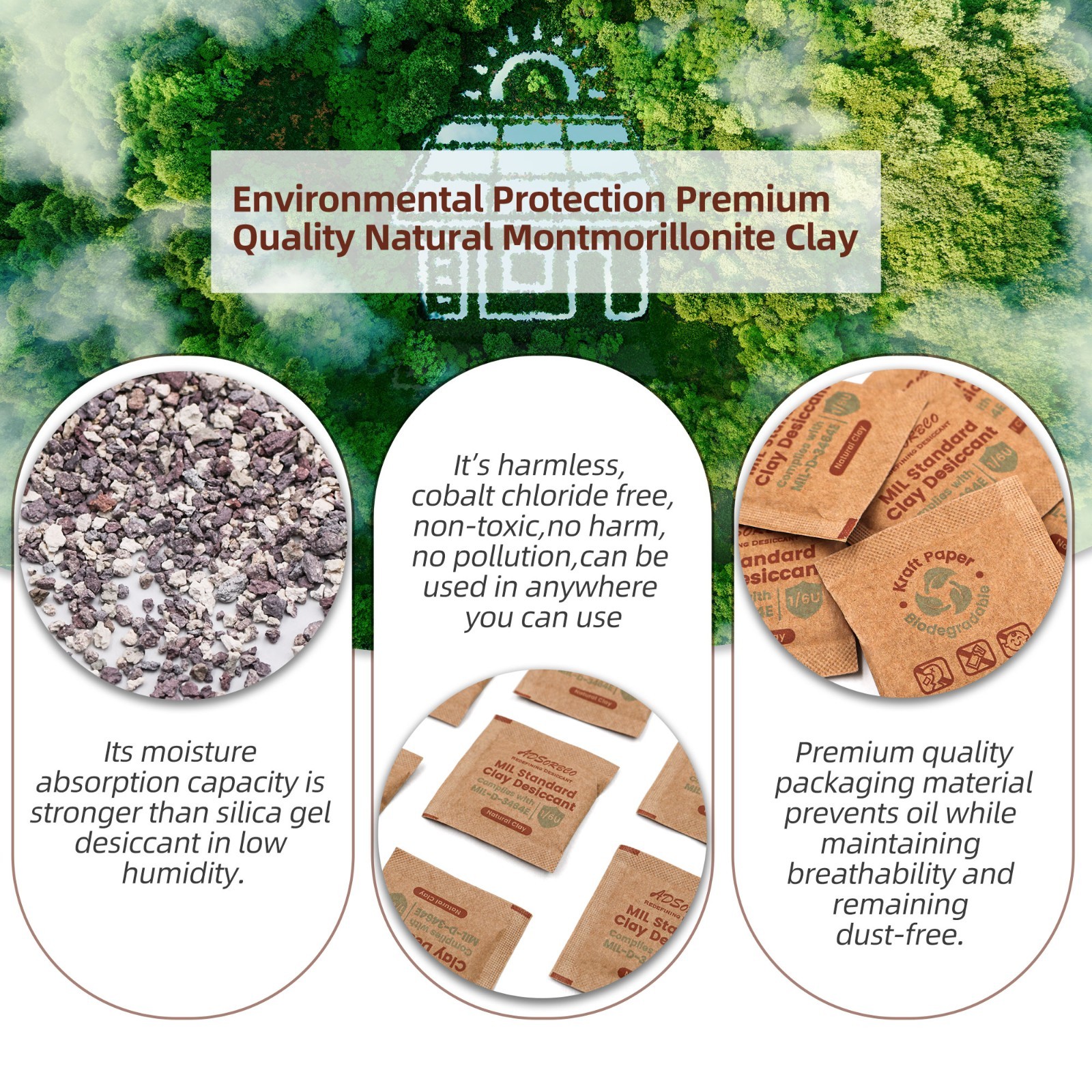 (6g x 50pcs) Adsorbco Montmorillonite Clay Desiccant Packs