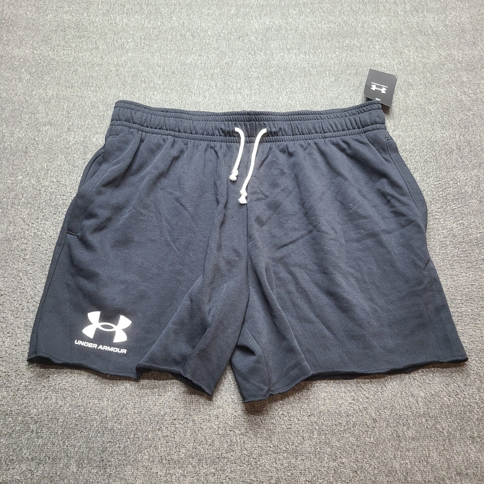 Under Armour Rival Terry Shorts Mens XL Black Athletic Gym 6in NWT